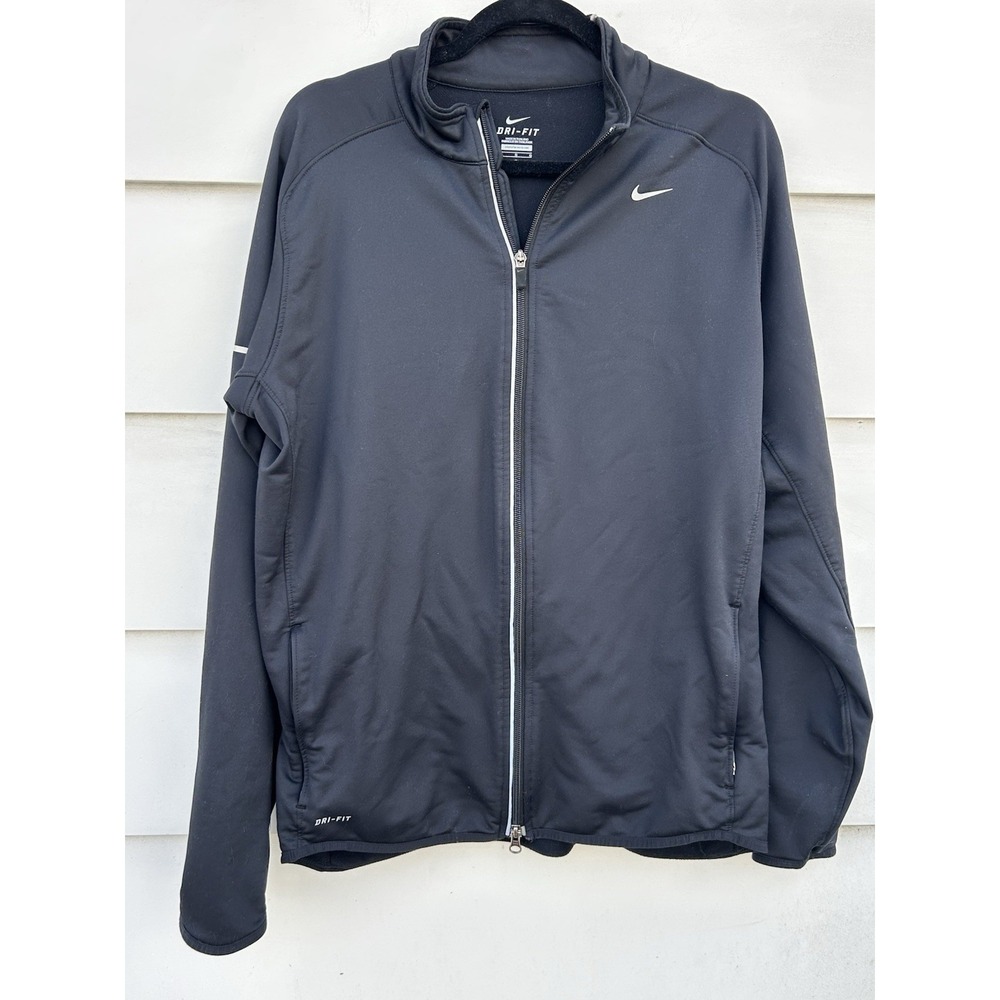 Nike Element Dri Fit Full Zip Reflective Jacket Mens Large Black 424243-010